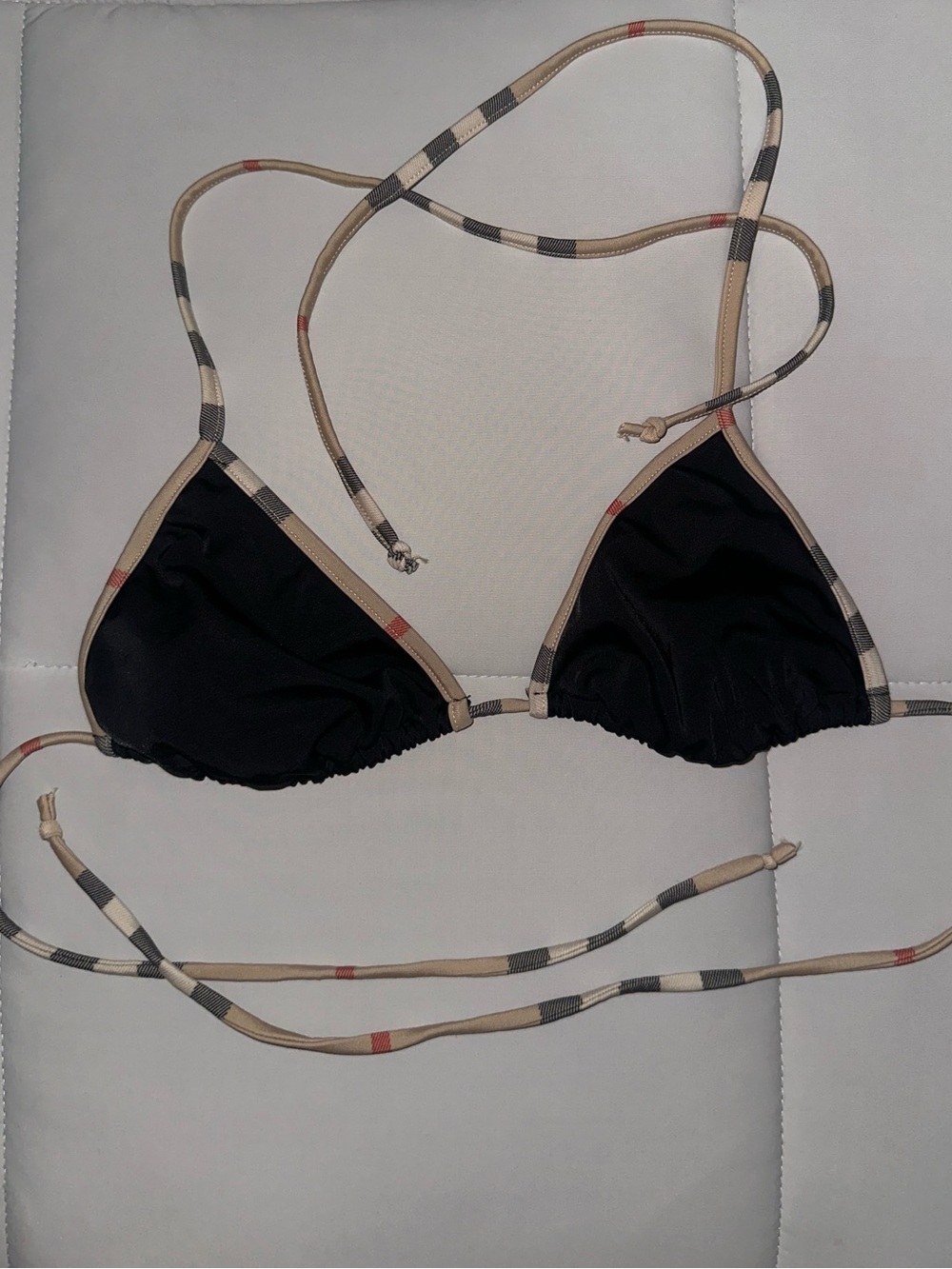 Burberry Black Bikini Top with Beige